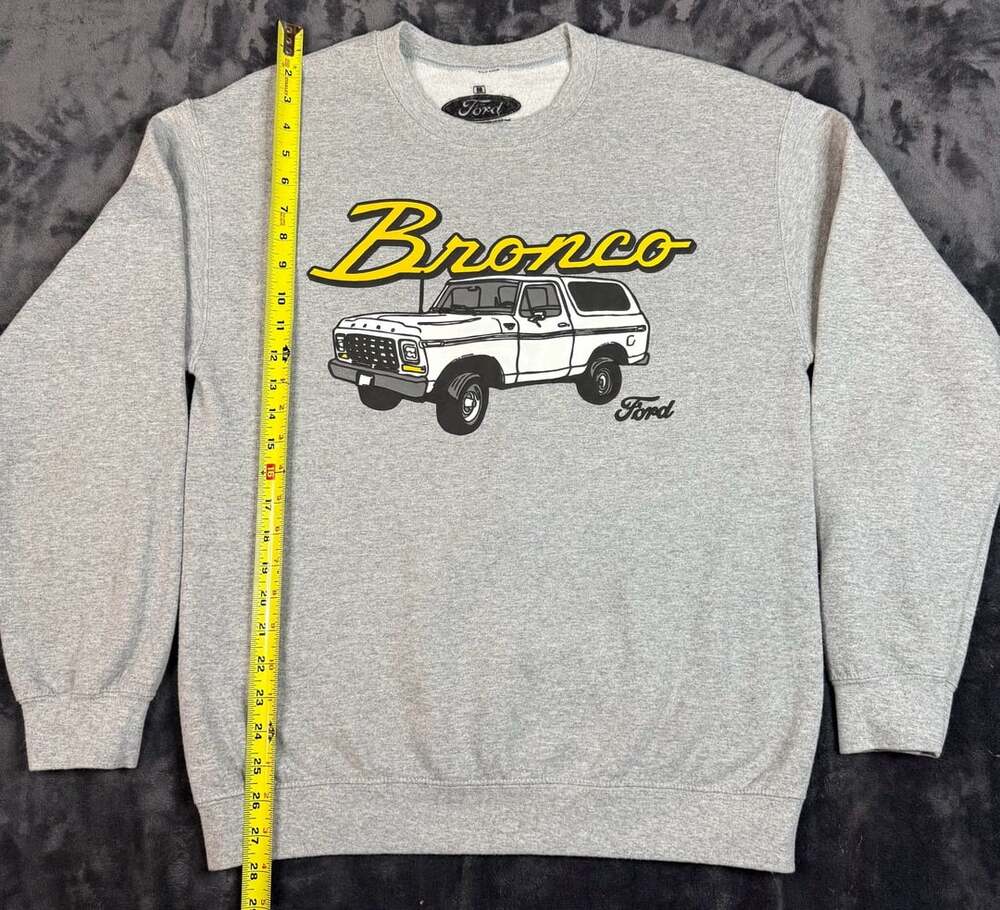 Ford Bronco Sweatshirt Size M Gray Truck Logo Crewneck #112